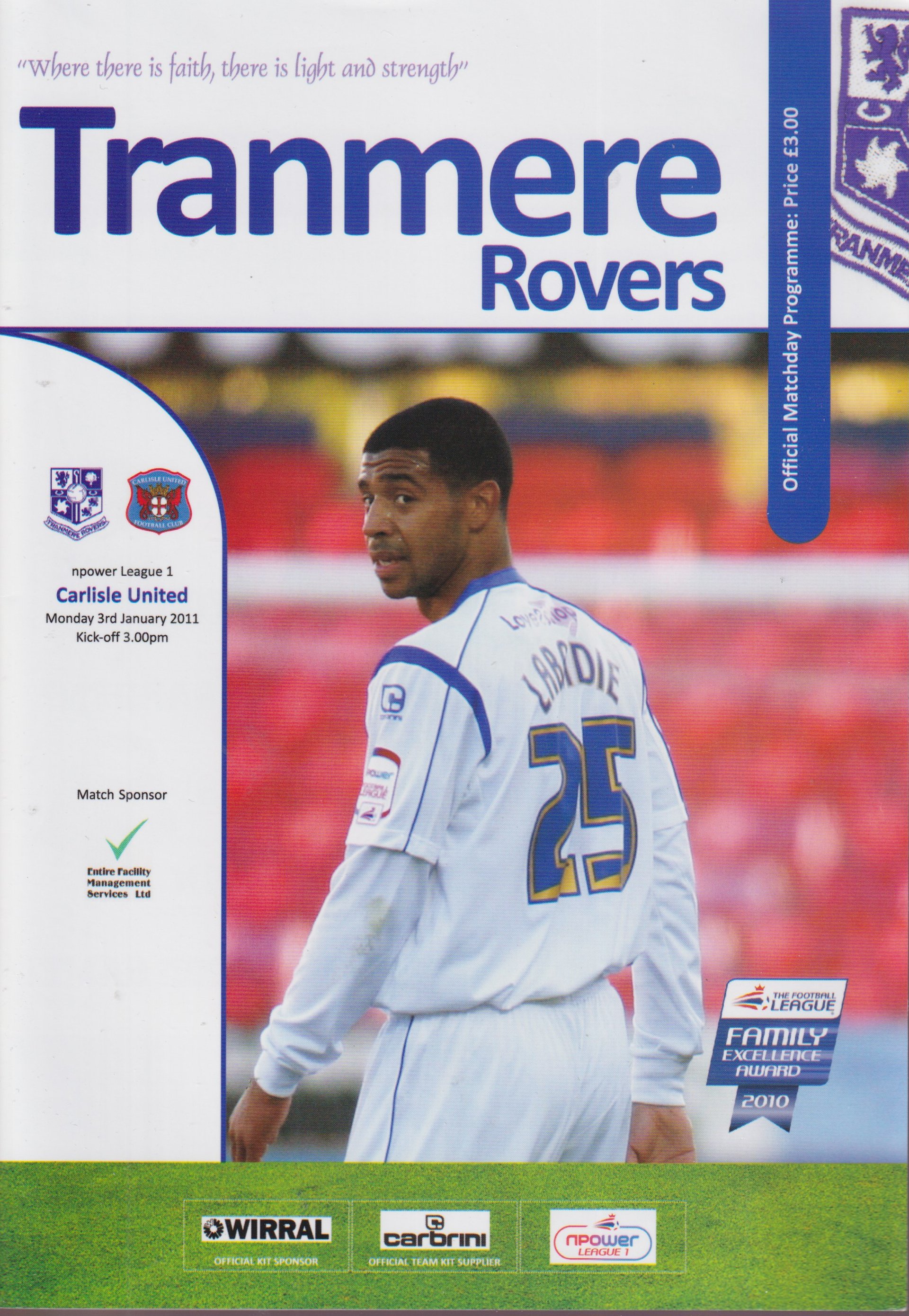Tranmere Rovers v Carlisle United match programme